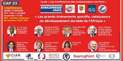 XXIIIe CONFÉRENCE DES AMBASSADEURS DE PARIS (CAP 23) : « Les grands événements sportifs, catalyseurs du développement durable de l'Afrique » INSCRIPTIONS TOP EARLY OUVERTES