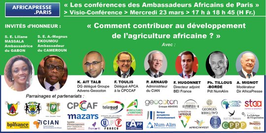 IIe Conférence mensuelle des Ambassadeurs africains de Paris : « Agriculture et agro-industrie : comment mieux coopérer avec l'Afrique ? », avec LLEE les Ambassadeurs du Cameroun et du Gabon