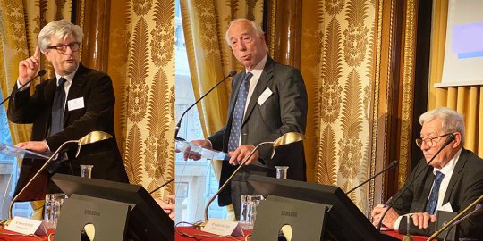 Étienne GIROS, Président du CIAN, parraine l'installation de Denis DESCHAMPS (DG CPCCAF) à l'Académie des Sciences d'Outre-mer (Paris)
