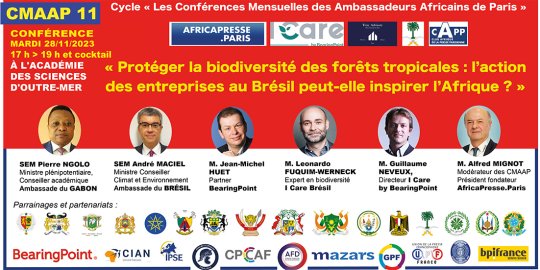 Agenda Paris, 28/11- Dix diplomates présents à la XIe Conférence des Ambassadeurs Africains : « Protéger la biodiversité des forêts tropicales : l'action des entreprises au Brésil peut-elle inspirer l'Afrique ? »